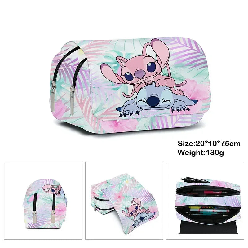 Anime Stitch Fully Printed Flap Pen Bag Stationery Box Pencil Case Primary and Secondary School Student School Bag Cartoon