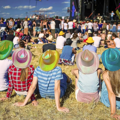 Lights Cowboy Cowgirl Hat with LED Light Up Cap Luminous Western Cowboy Hat Pearlescent Cowgirl Hat for Dancing Party Dress Up