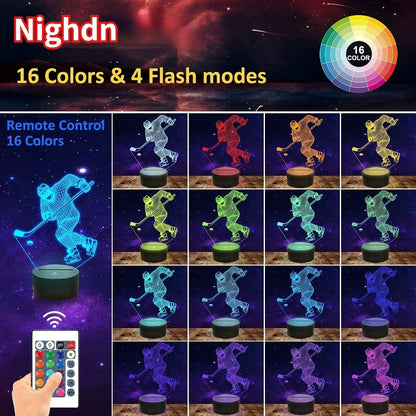 Nighdn Hockey Night Light 3D Illusion Lamp for Boys Room Decor Bedside Table Lamps for Kids Sport Fans Birthday Christmas Gifts