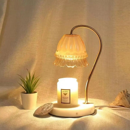 Lampe de bureau à bougie d'aromathérapie avec diffuseur d'arômes en marbre, minuterie d'éclairage à heure fixe, éclairage d'ambiance d'aromathérapie