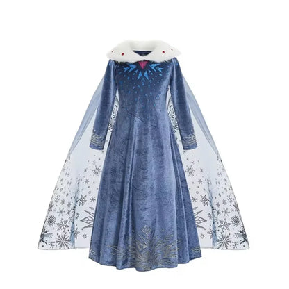 Déguisement pour fille, robe à manches longues, tenue de cosplay, princesse des neiges, tenue d'Halloween, de fête d'anniversaire