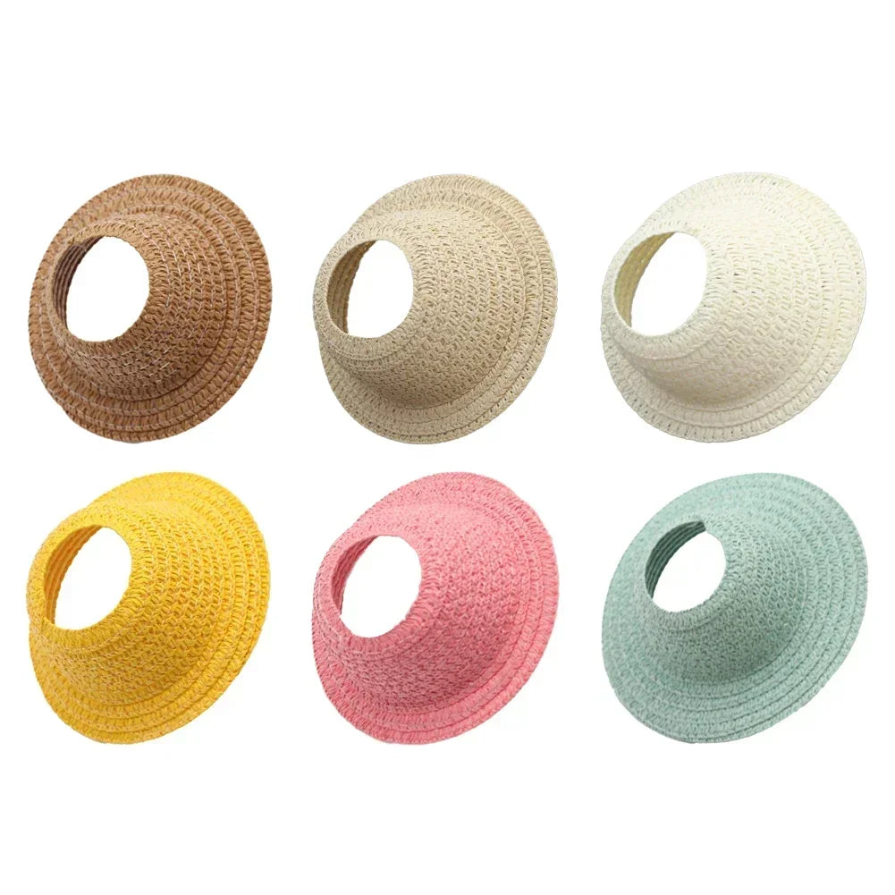 Labubu open top straw hat, party clothing accessories, rustic style Labubu baby clothes decoration accessories (hat only)