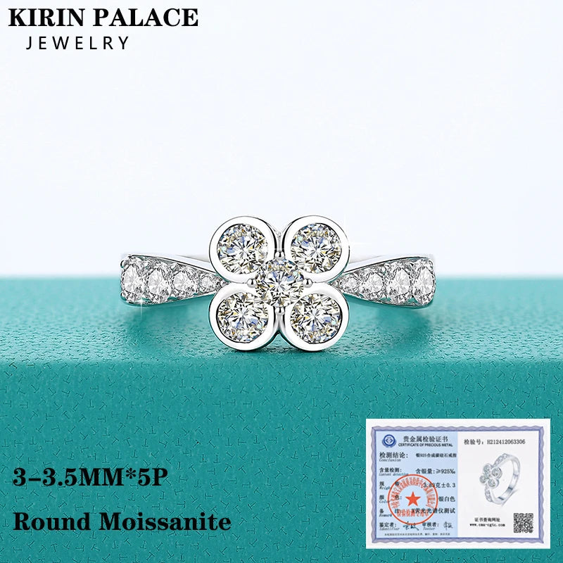 0.9CT Moissanite Ring for Women D VVS1 Round Diamond Double Halo Ring Engagement Christmas 925 Sterling Silver Wedding