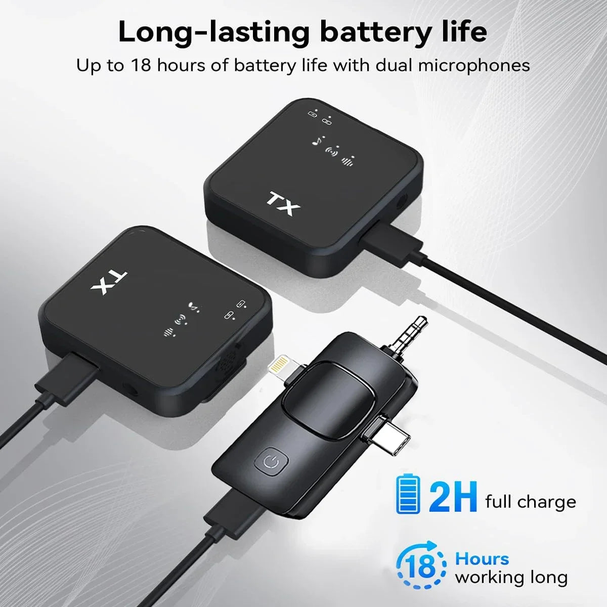 Wireless lapel microphone portable audio and video recording mini microphone suitable for iPhone, Android outdoor live streaming