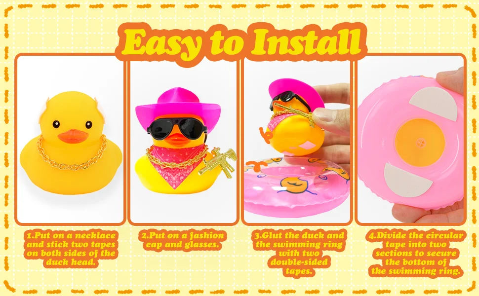 Cowboy Hat Rubber Ducks Toys Office Car Decoration Cute Summer Duck Duckling for Birthday Party Supplies Gifts for Friends Kids