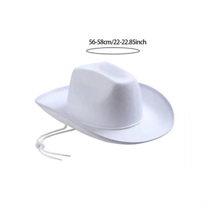 Chapeau de cowboy pour femmes et hommes, accessoire de cowboy, chapeau de princesse en feutre, chapeau de fête d'enterrement de vie de jeune fille, costume de fête, cosplay, chapeau de cowgirl, performance