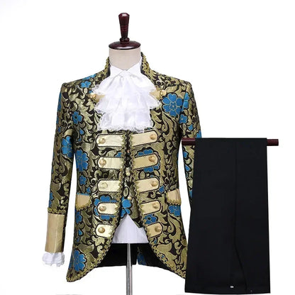 Costume victorien de luxe médiéval pour hommes, roi, prince, veste en émail, manteau, blazer imbibé, thé