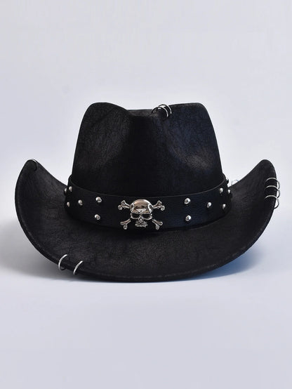 Faux Leather Vintage Western Cowboy Hat For Men Gentleman Jazz Hats Panama Cowgirl Hat Sombrero Hombre