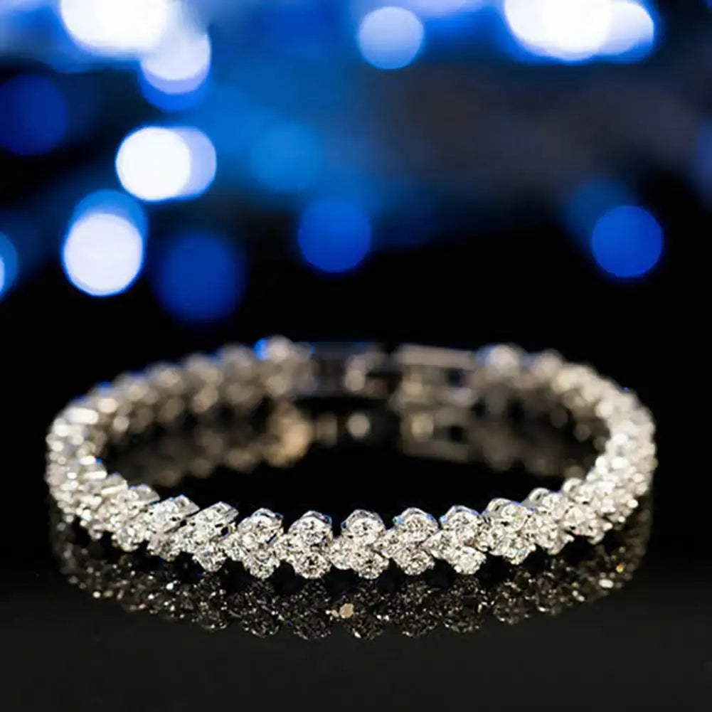 Bracelet élégant pour femme, chaîne en zircon cubique, strass brillants incrustés, cadeau idéal