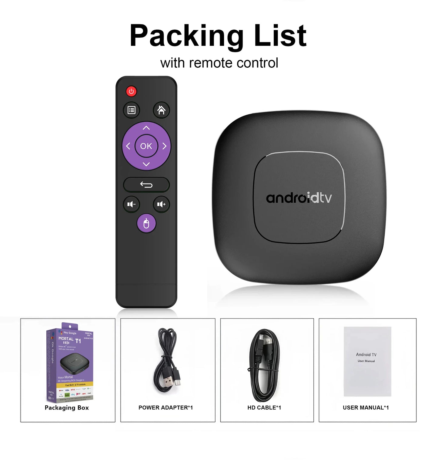 Android TV Box Mortal T1 Global Version Wifi6 Voice Control Android14 4K Video AllwinnerH313 Netflix Fire TV stick 2G8G16G