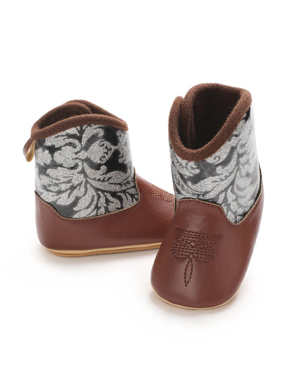"Baby Cowboy Boots 0-18M - Autumn Western Style | Embroidered Mid-Calf Design | Fashion First Walkers"