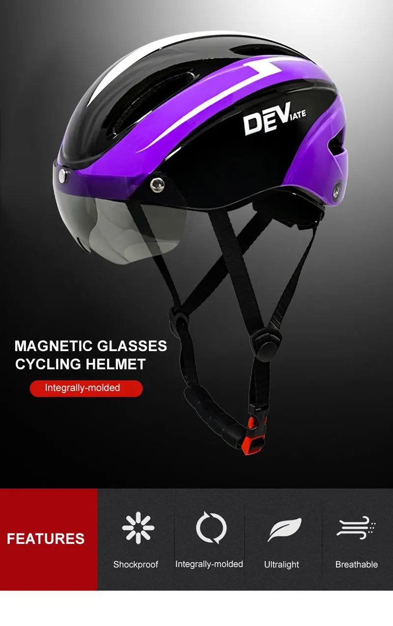 Casque de vélo avec lumière LED pour hommes et femmes, casque de vélo à lentille magnétique, route, montagne, équitation, sports de vélo, planche à roulettes, scooter