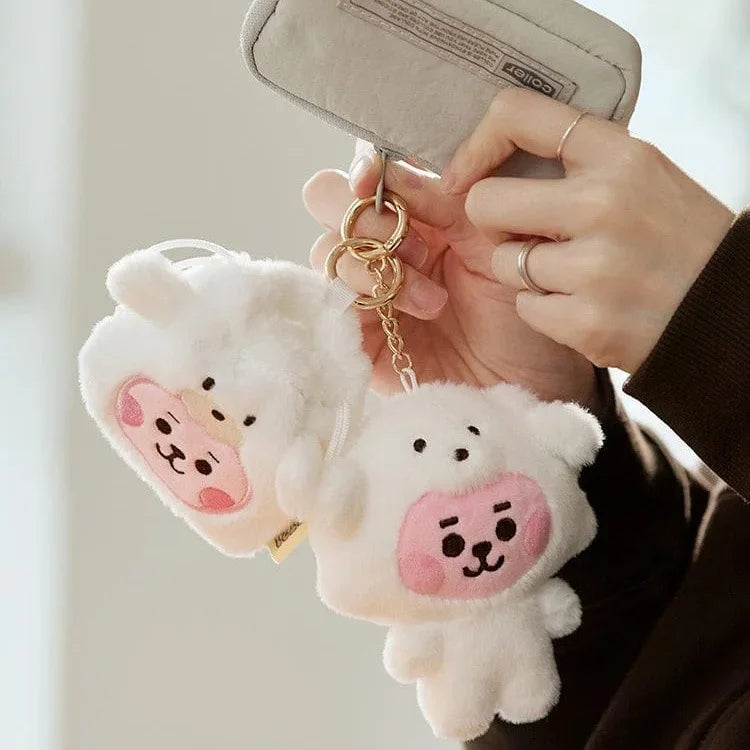 Baby Animal Series Bt21 Cooky Shooky Plush Doll Keychain Pendant Cute Koya Toy Girls Bag Packaging Decoration Collection Gift