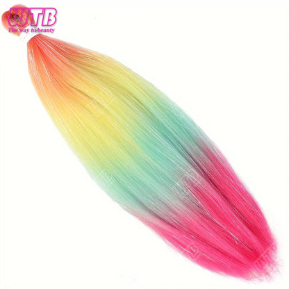 Postiche synthétique ombré arc-en-ciel de 66 cm, couleurs mélangées, long et lisse, tresses jumbo au crochet pour femmes