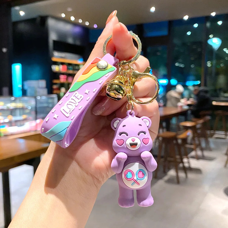 Grumpy Bear Keychain Kawaii Cares Bears Anime Cute Girls Creative Bag Doll Pendant Car Keychains Cartoon Fashion Toy Women Gift