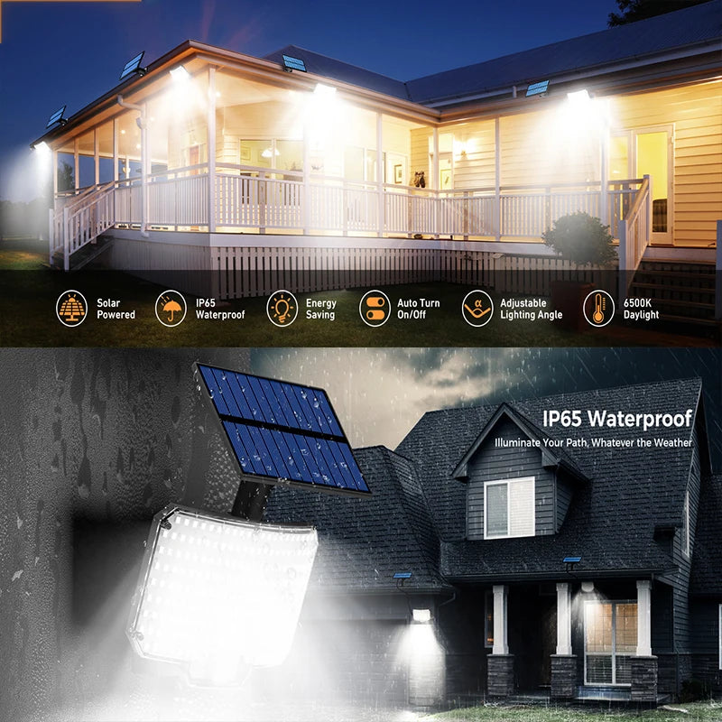 Lumière solaire extérieure Super lumineuse capteur de mouvement solaire forte puissance LED applique murale de jardin IP65 étanche 3 modes de fonctionnement