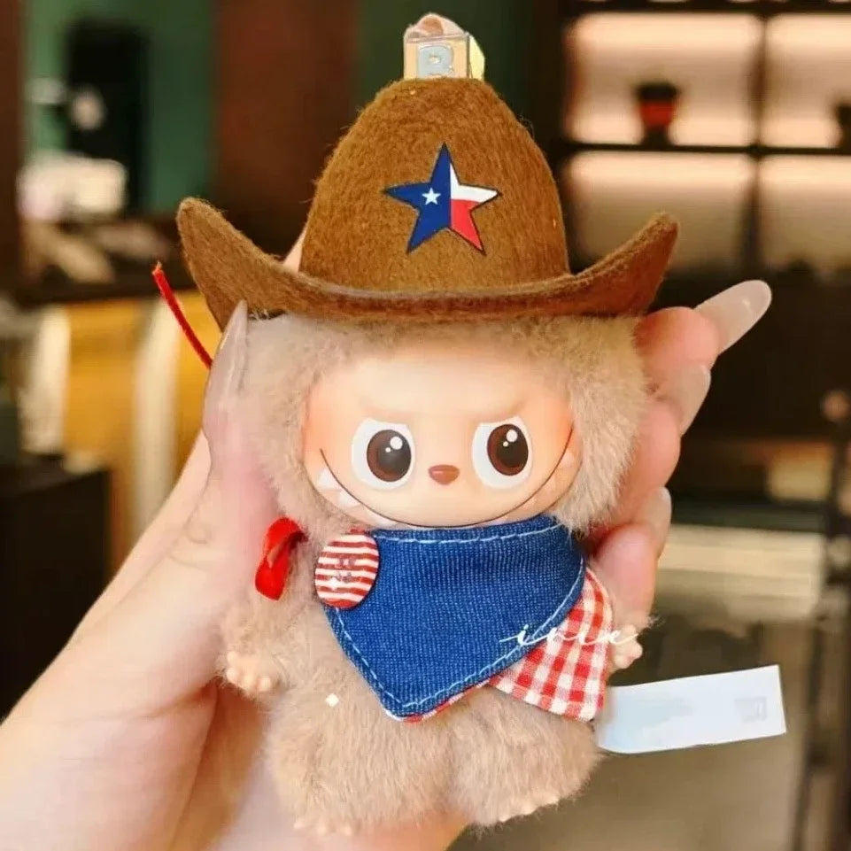 Pour 10 cm Labubu 4.0 vêtements de poupée chapeau de Cowboy écharpe vêtements de poupée accessoires de poupées douces mignon arc écharpe décoration cadeaux de noël