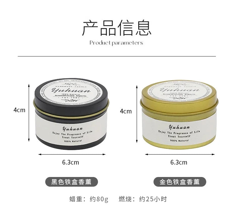 Bougies parfumées de luxe en étain noir, bougies décoratives pour la maison avec Woodwick, citronnelle, anti-moustiques, meilleur cadeau pour elle