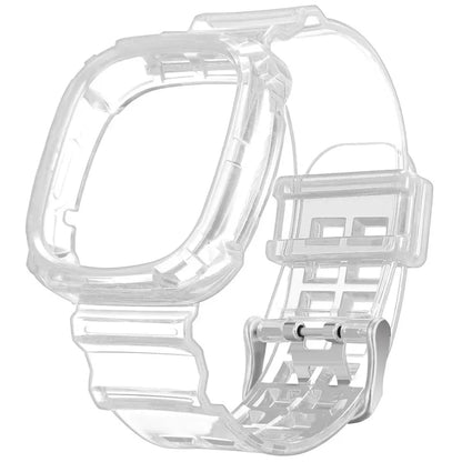 Bracelet transparent + étui pour Fitbit Versa 4/Versa 3, bracelet de rechange en silicone transparent pour montre connectée Fitbit Versa 4/3