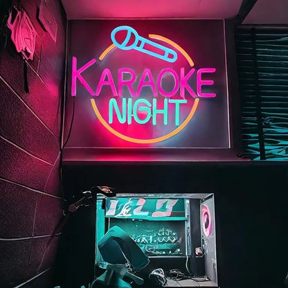 Karaoke Night Neon Sign Lighted Wall Decoration USB Powered Suitable for Game Room Party Birthday Gift Bar KTV Decoration