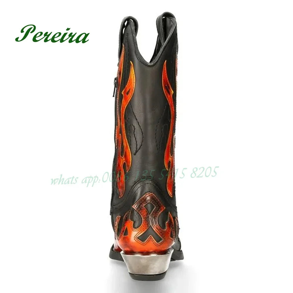 Fire-like Gladiator Men Boots Round Toe Knee High Boots Chelsea Boots Patchwork Slip On 2023 New Casual Shoes Leather Party