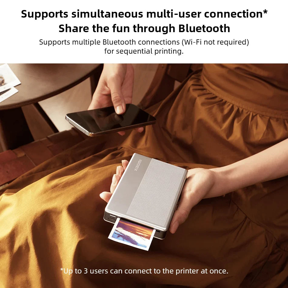 Xiaomi Portable Photo Printer 1S Bluetooth Thermal Print ZINK Inkless Technology Xiaomi App Wireless Portable Photo Printing