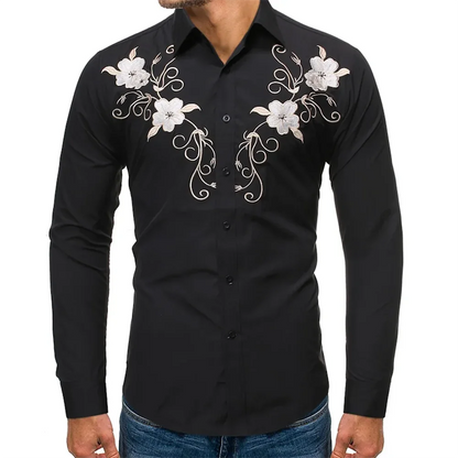 Chemise en denim western pour homme, confortable et douce, à manches longues, idéale pour le quotidien, avec boutons tendance
