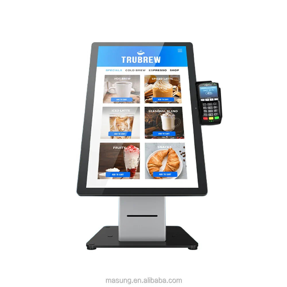 MASUNG MS-S11 système de commande de kiosque en libre-Service tout en un support de sol POS kiosques de commande de nourriture kiosque de paiement en libre-service