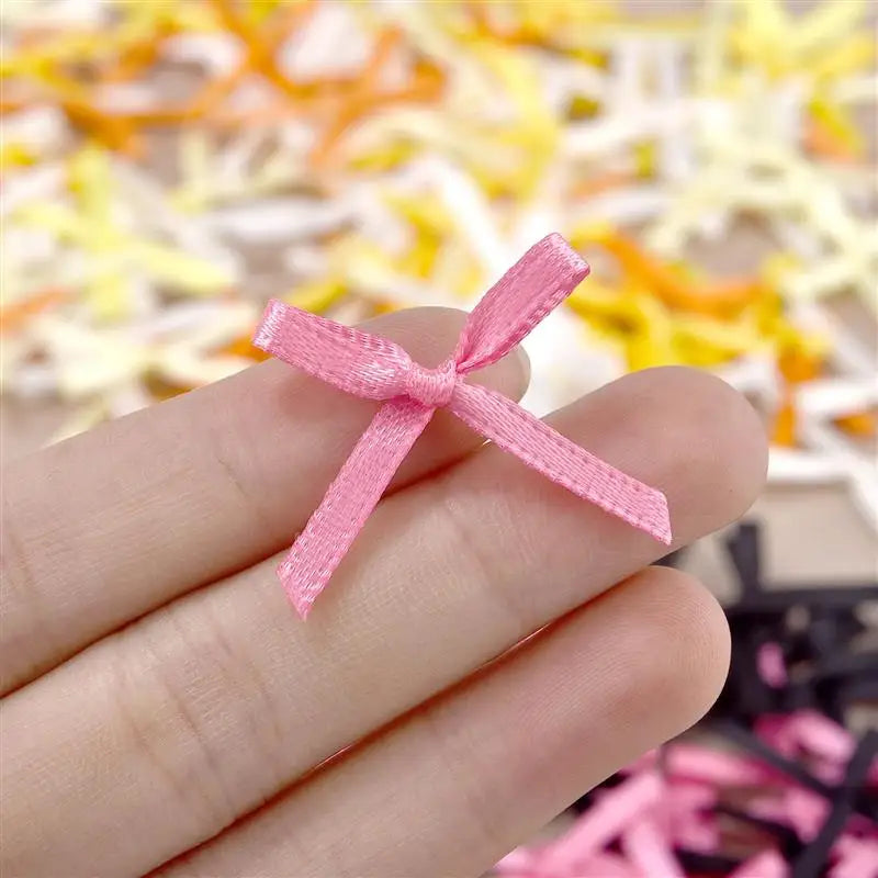 100Pcs 3mm Ribbons Mini Satin Ribbons Flowers Bows Ties Christmas Bowknot For DIY Craft Scrapbooking Embellishment Accessories