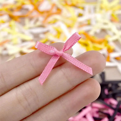 100Pcs 3mm Ribbons Mini Satin Ribbons Flowers Bows Ties Christmas Bowknot For DIY Craft Scrapbooking Embellishment Accessories