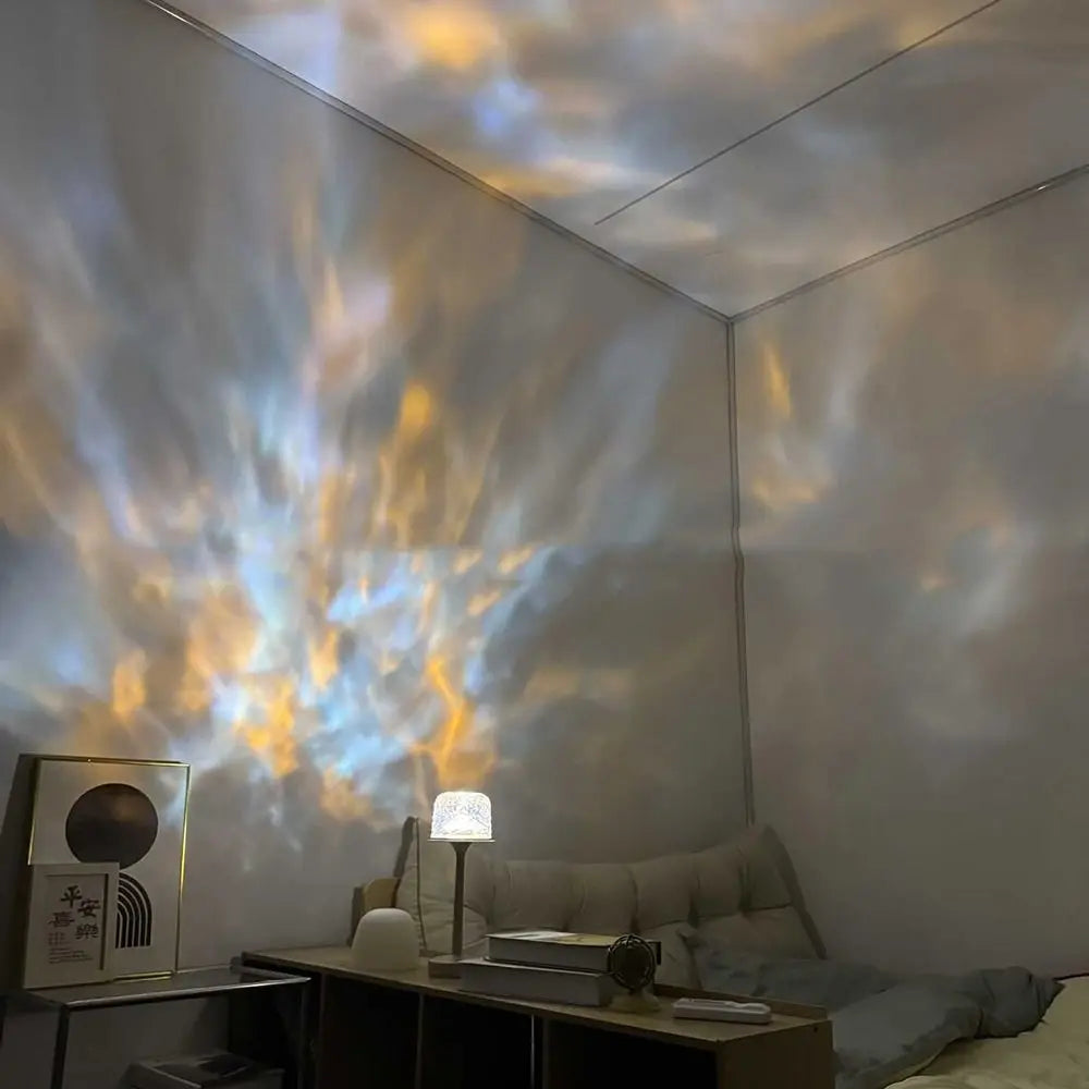 High Footed LED Atmosphere Desk Lamp Water Ripple Touch/Remote Control Projection Night Light Non-slip Bottom Romantic