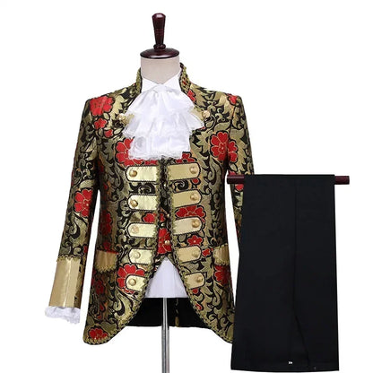 Costume victorien de luxe médiéval pour hommes, roi, prince, veste en émail, manteau, blazer imbibé, thé