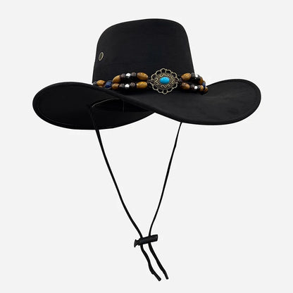 Chapeau de cowboy style western pour homme et femme, style rétro, à larges bords, style cowgirl, jazz, pour les fêtes, le cosplay