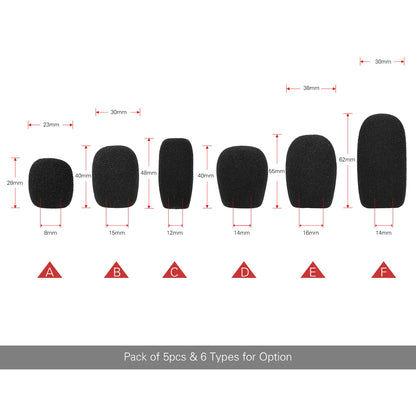 Mini bonnettes anti-vent pour microphone, protections en mousse pour micro-casque, noir, lot de 5 pièces