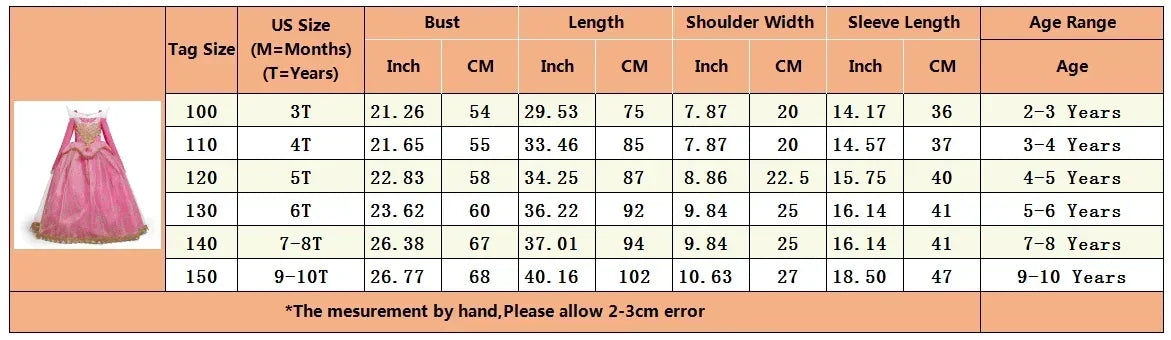 Fantasy Girls Sleeping Beauty Aurora Cosplay Princess Dress Kids Halloween Carnival Birthday Costume Party Clothing 3-10Years