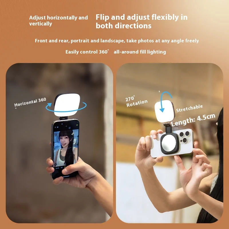 SmallRig Magnetic Phone Light,P48 Bi-Color Dimmable LED Fill-Light Foldable MagSafe Beauty Lamp Soft Panel,for IPhone16/Android