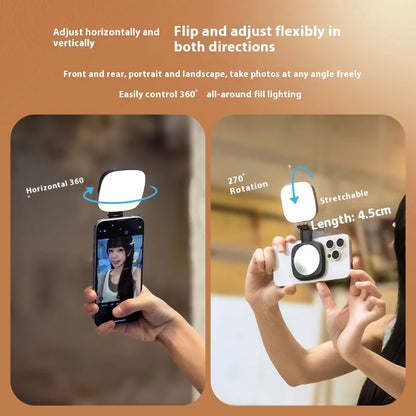 SmallRig Magnetic Phone Light,P48 Bi-Color Dimmable LED Fill-Light Foldable MagSafe Beauty Lamp Soft Panel,for IPhone16/Android