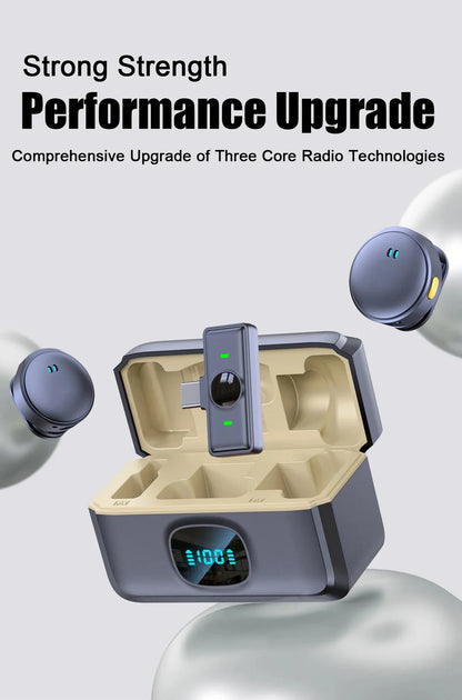 Microphone Lavalier 2.4GHz, sans fil, à aspiration magnétique, avec étui de chargement, pour enregistrement vidéo, Plug and Play