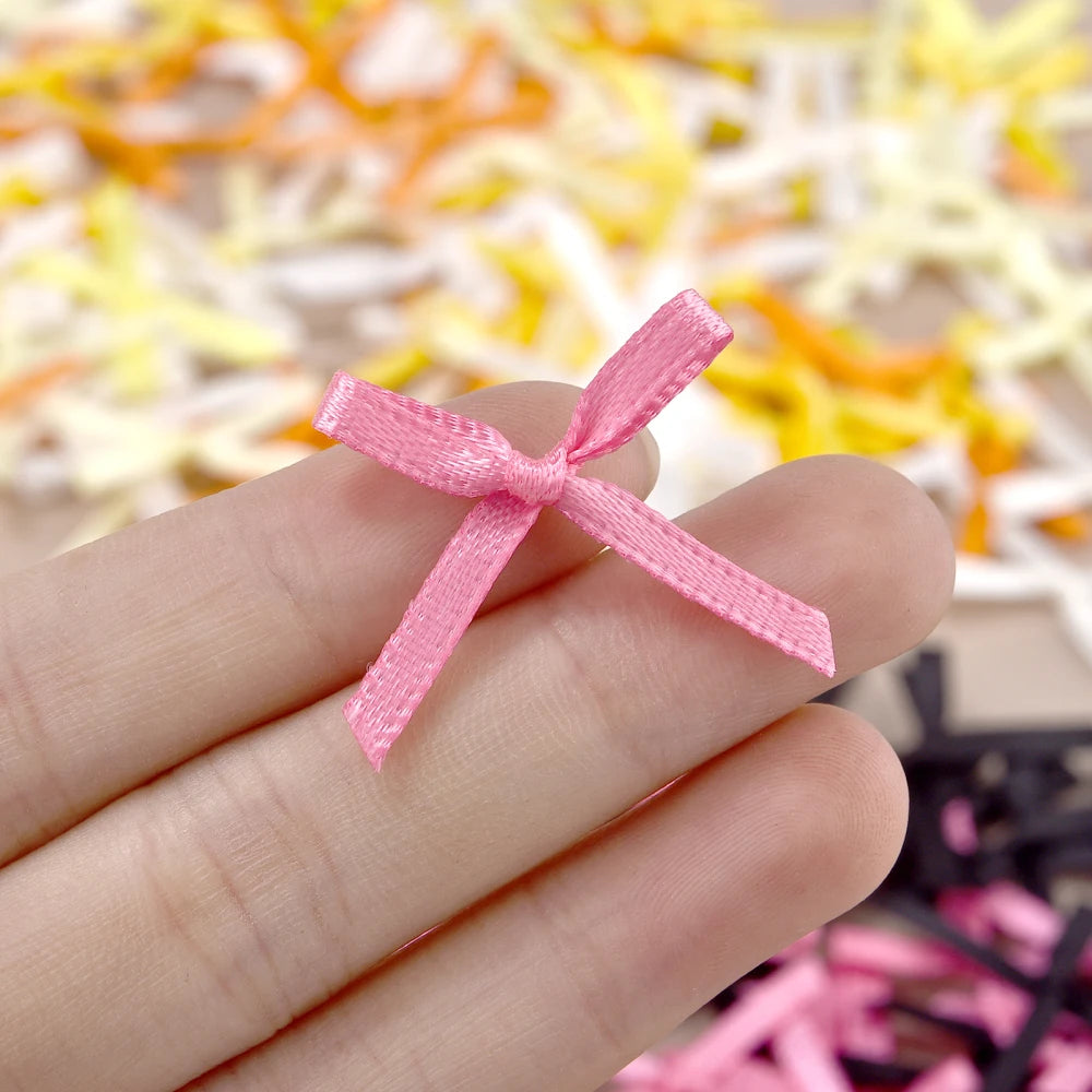 100pcs Mini Ribbon Bow Flower Satin Bows Ties DIY Crafts Embellishment Crafts Accessory Christmas Decoration Supplies