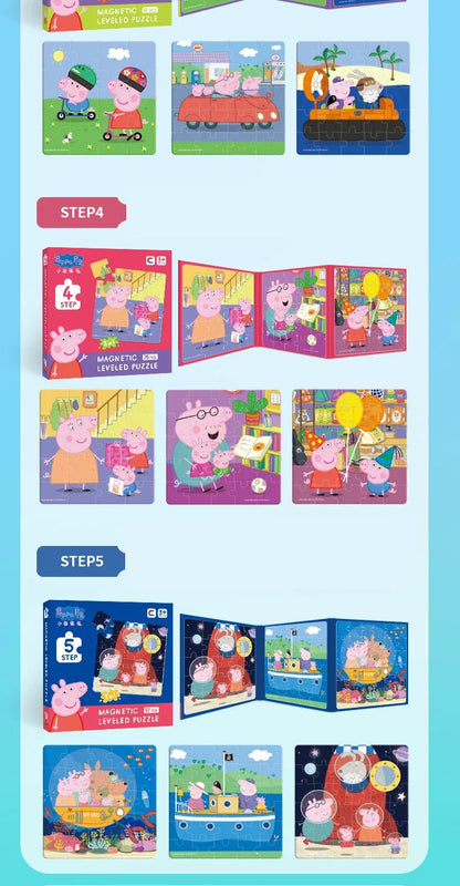 Kawaii Peppa Pig Magnetic Puzzle Children Cute Cartoon Anime Baby Early Education Advanced Magnetic Puzzle Books Toy Girls Gifts