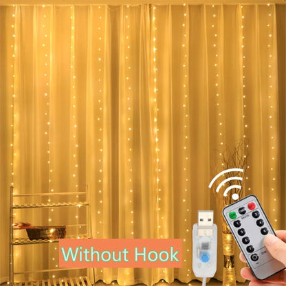 Guirlande lumineuse rideau féerique LED USB, pour nouvel an, fête de noël, mariage, anniversaire, chambre à coucher, Ramadan, pâques, décoration de la maison