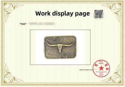 Ceinture ajustable en cuir style cowboy western, style punk, estampage en alliage, boucle de ceinture rétro américaine pour homme, accessoire de mode