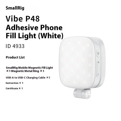 SmallRig Magnetic Phone Light,P48 Bi-Color Dimmable LED Fill-Light Foldable MagSafe Beauty Lamp Soft Panel,for IPhone16/Android
