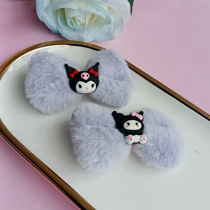Kawaii Hair Accessories Side Clips That Won Hurt Hair Cute Cartoon Kuromi With Multiple Colors Choose Two Designs Girl Gift Toy