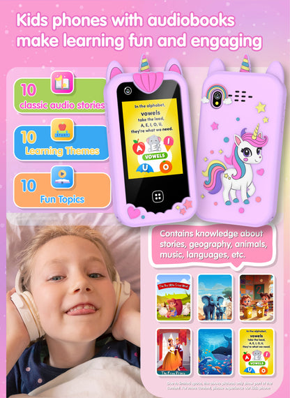 Kids Smart Phone for Girls Boys Kids Cell Phone Toys Dual Camera Music Player 17 Games Toddler Learning Phone Birthday Gifts