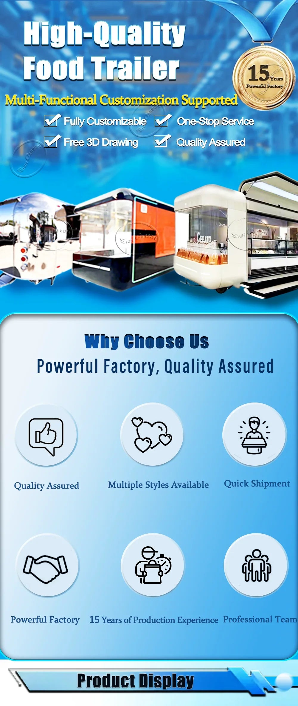 Outdoor Food Trailer with Well-Equipped Interior Space Practical Mobile Kitchen for Catering Events