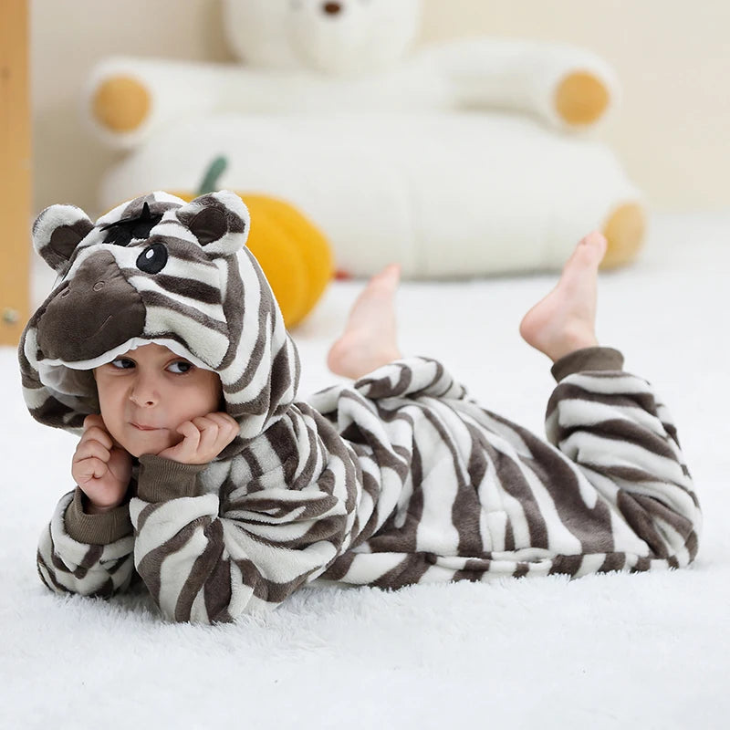 Pyjama en flanelle de carnaval pour enfants, combinaison, combinaison, dessin animé, vêtements d'hiver, Halloween, pour garçons et filles, famille