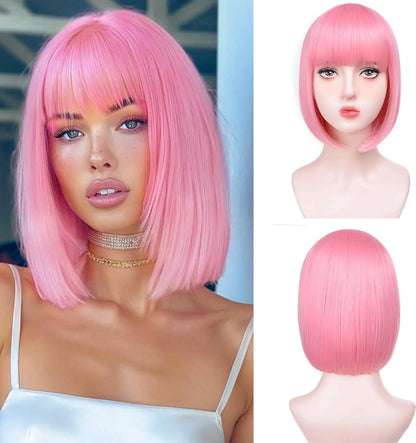 Perruque synthétique multicolore arc-en-ciel pour fêtes quotidiennes, perruque cosplay Halloween, perruque coiffure bob, couvre-chef