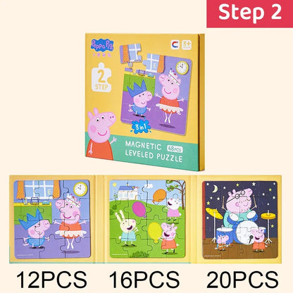 Kawaii Peppa Pig Magnetic Puzzle Children Cute Cartoon Anime Baby Early Education Advanced Magnetic Puzzle Books Toy Girls Gifts