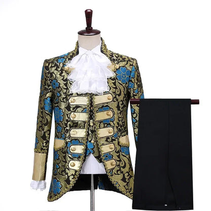 Costume victorien de luxe médiéval pour hommes, roi, prince, veste en émail, manteau, blazer imbibé, thé